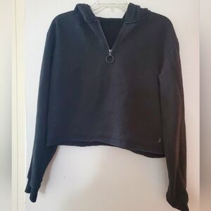 GRRRL Cropped Black Hoodie Size Heather (M)
